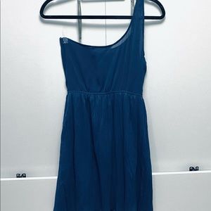 Navy Blue Dress, one shoulder strap